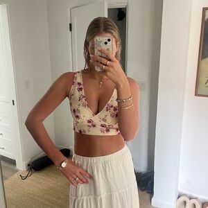 Princess Polly yellow floral crop top